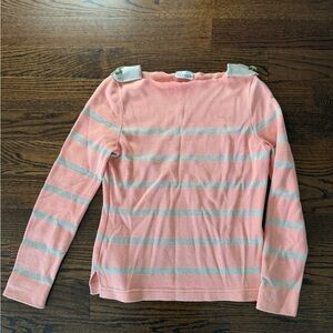 RED Valentino Pink and Gray Striped Long Sleeve Tee